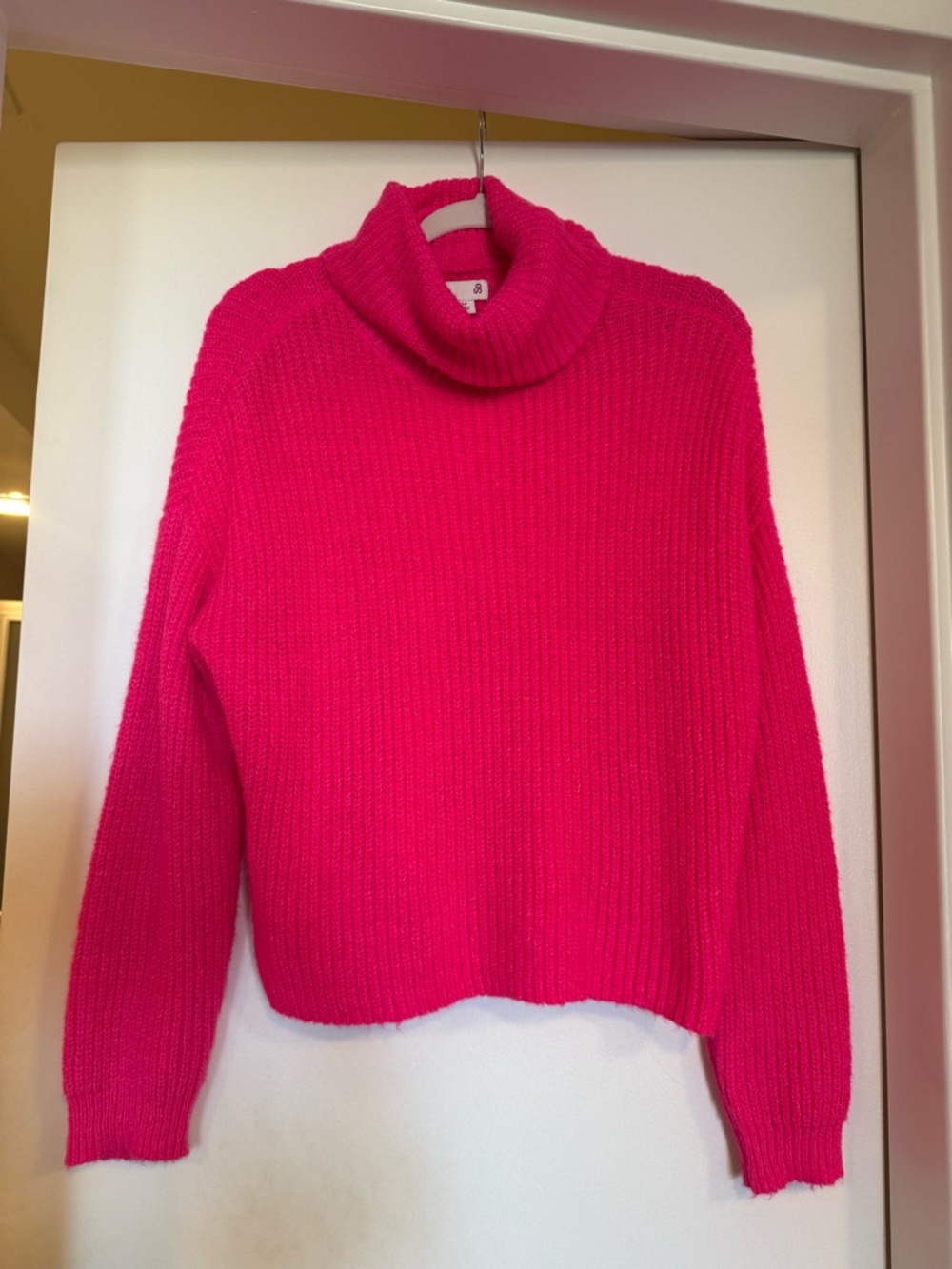 Women's Hot Pink Turtleneck Sweater